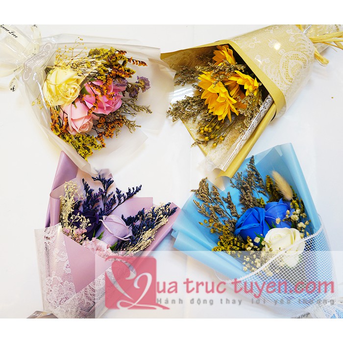 Hộp hoa hồng/ hoa hướng dương sáp thơm kèm túi đựng quà tặng sang trọng (4 mẫu)