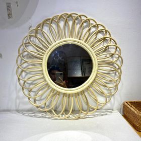 Gương treo tường decor bằng mây tròn/Gương mây tròn treo tường