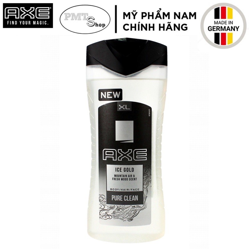 [Germany] Gel tắm nam Axe 400ml Ice Gold Pure Clean, Clean Fresh 6in1, Energised 3in1, Alaska Arctic - Đức