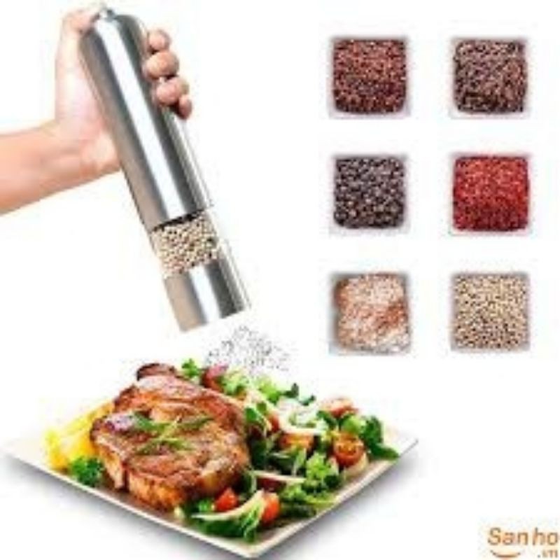Dụng cụ cối xay tiêu xay đậu các loại hạt bằng pin cao cấp