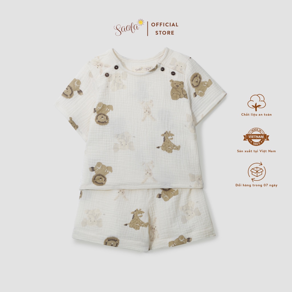 Bộ Quần Áo Thoáng Mát Cho Bé Mặc Nhà Chất Liệu Xô Muslin Cao Cấp (Từ 1- 6 Tuổi) - SEM007 - JETTIMO SET - SAOLA CLOTHING