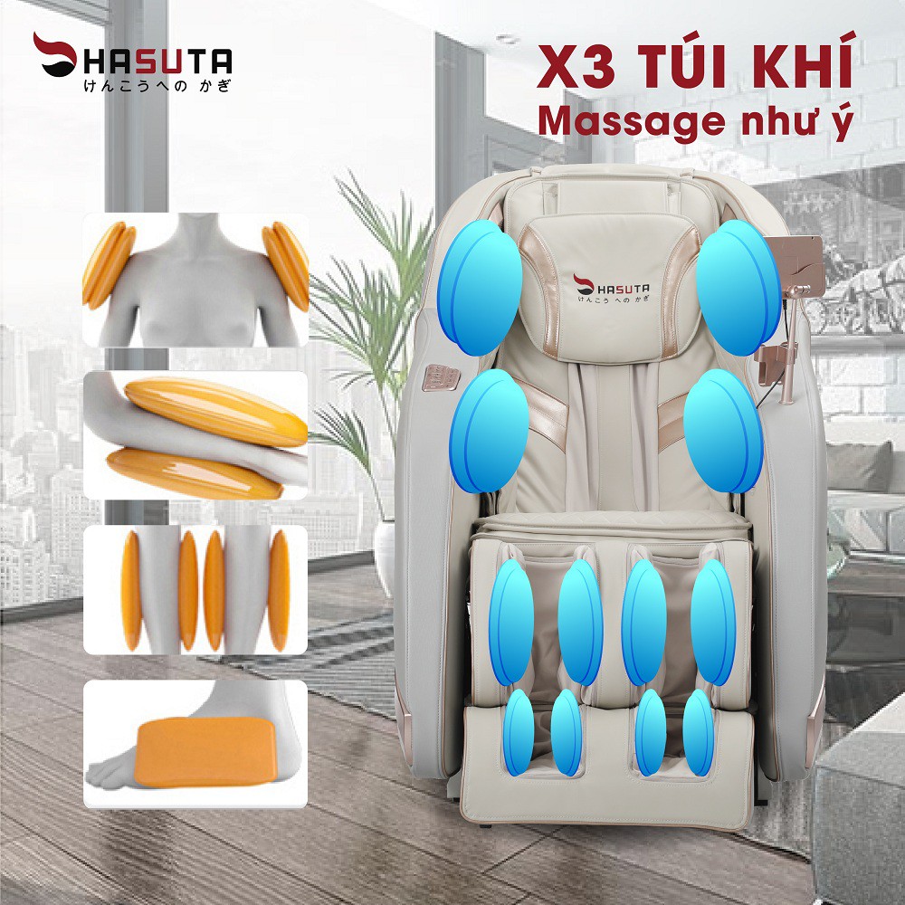 Ghế massage HASUTA HMC 831, bảng điều khiển Led, có kết nối Bluetooth, hàng chính hãng