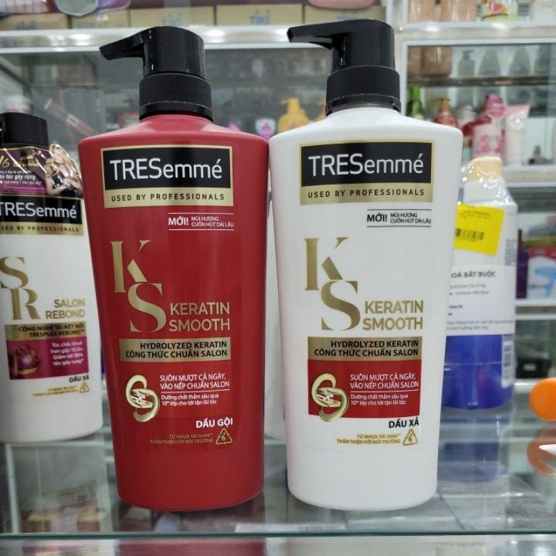 Combo Dầu Gội Dầu Xả Tresemme Keratin Smooth