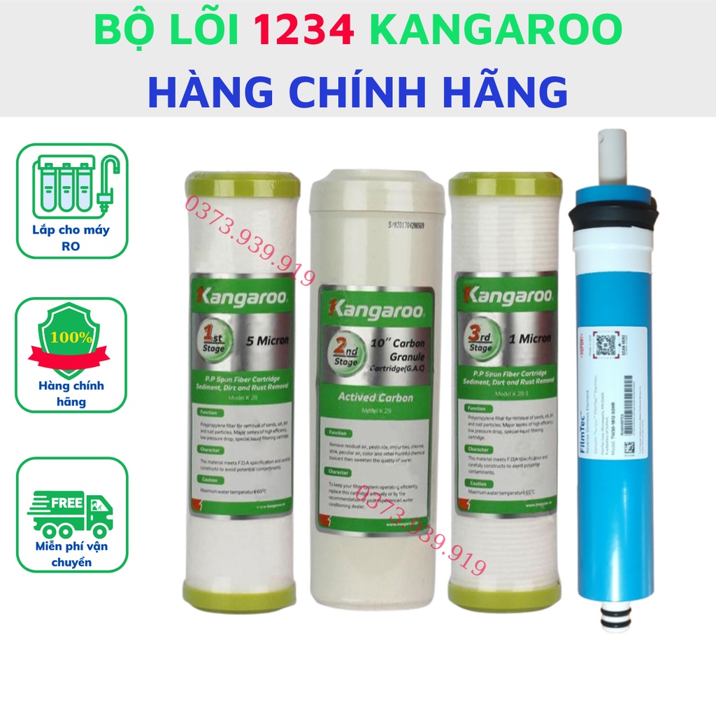 Lõi lọc nước Kangaroo 1234 sử dụng màng lọc nước RO DUPONT mới nhất hiện nay hiệu quả lọc tăng gấp đôi so với màng cũ