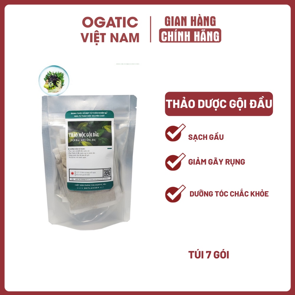 Thảo dược Gội đầu túi lọc (7 ngày gội ) Bồ kết, chanh rừng, sả, cỏ mần trầu - Sạch gàu, Hết rụng tóc, nấm ngứa da đầu