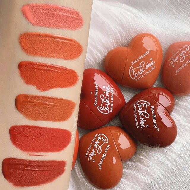 Son kem tint trái tim Kiss Beauty lâu trôi lên màu đẹp thiết kế dễ thương hule