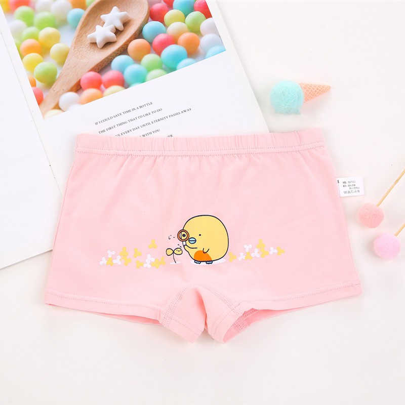 Combo Hộp 4 quần lót dạng đùi vải cotton Hàn Quốc cho bé gái mẫu Happy-Lovely-Vàng