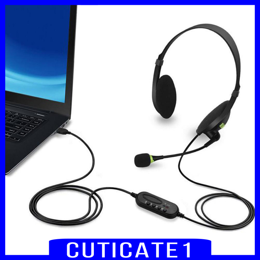 Tai Nghe Chụp Tai Cuticate 1 Cổng Usb Trọng Lượng Nhẹ Có Micro Chống Ồn Cho Pc