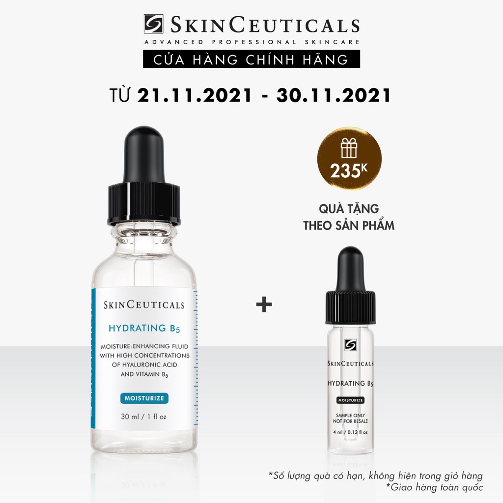 [Mã COSLUX09 giảm 120K đơn 1500K] Skinceuticals Hydrating B5 giúp cấp ẩm và hỗ trợ quá trình tái tạo da 30ml