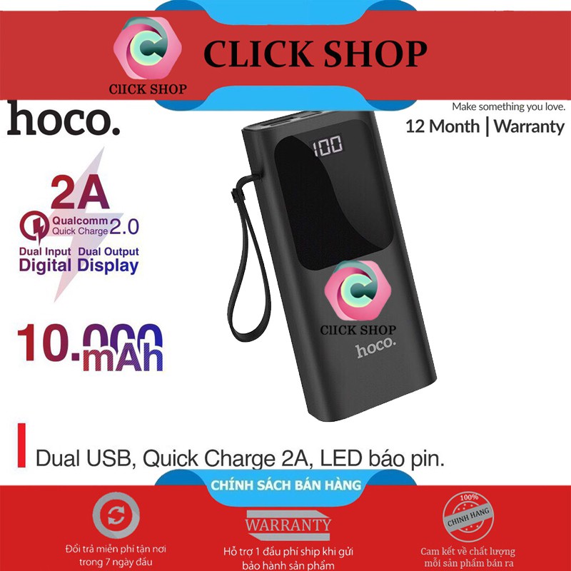 Pin sạc dự phòng Hoco J41 Intelligent Balance 10000mAh Polymer- Sạc dự phòng hỗ trợ sạc lên 2A