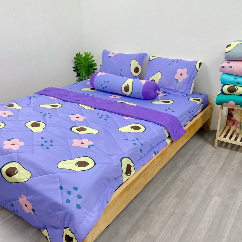 bộ ga và vỏ gối thun hàn hình trái bơ