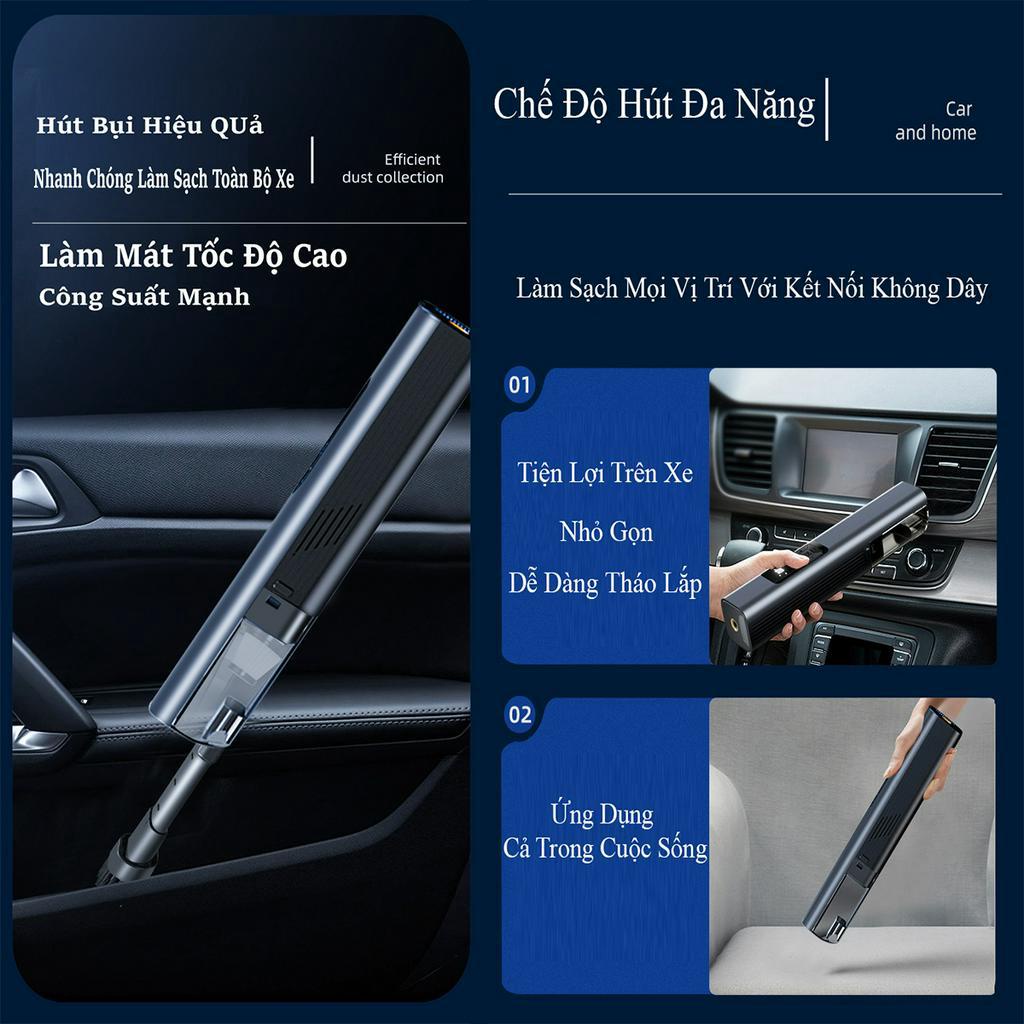 Bơm Lốp Ô Tô C250, Bơm Lốp 4in1 - Máy Hút Bụi - Chuyên Dụng - Đo Áp Suất Lốp - Đèn Pin, Bảo Hành 12 Tháng - Lỗi 1 Đổi 1