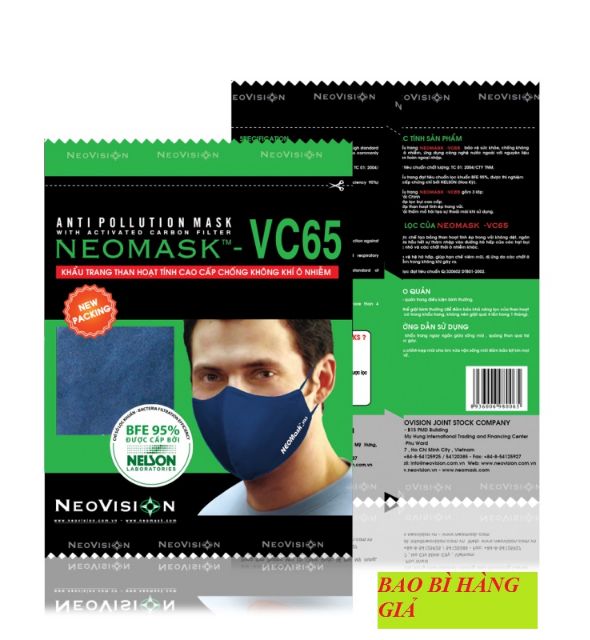 Combo khẩu trang Neomask VC65 và lõi than hoạt tính KSB- khẩu trang chống bụi