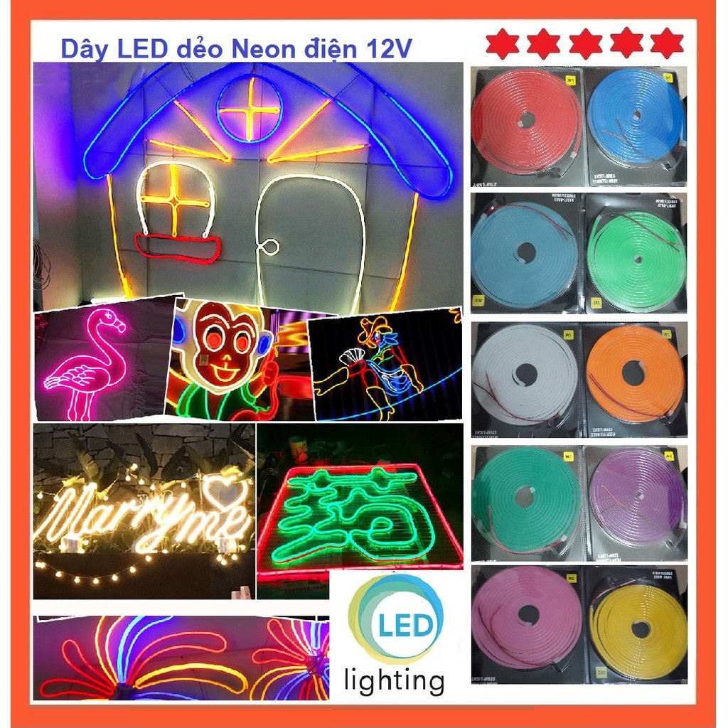 Led dây neon 12V cuộn 5 mét