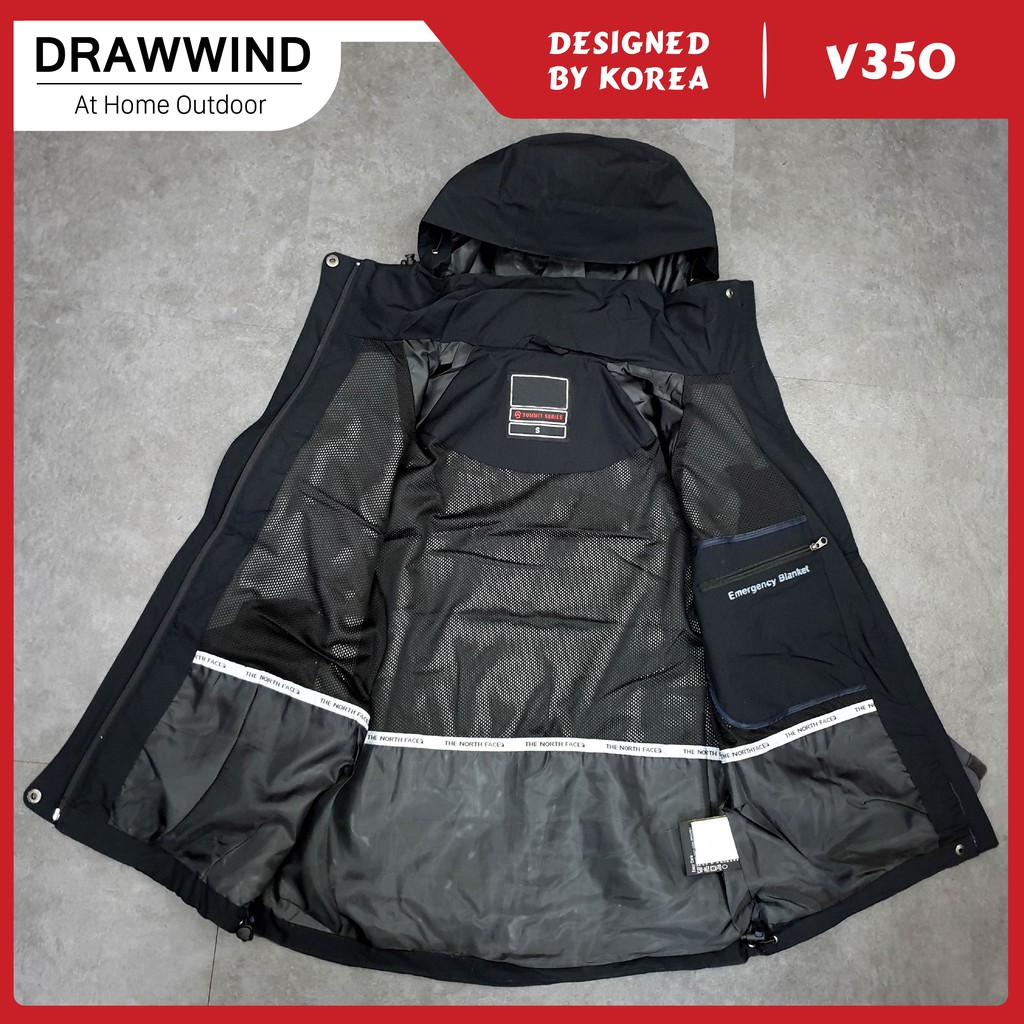Áo gió 2 lớp nam nữ chống nước đen phối xám size châu á,khoác dù vải GORE TEX Drawwind V350 | BigBuy360 - bigbuy360.vn
