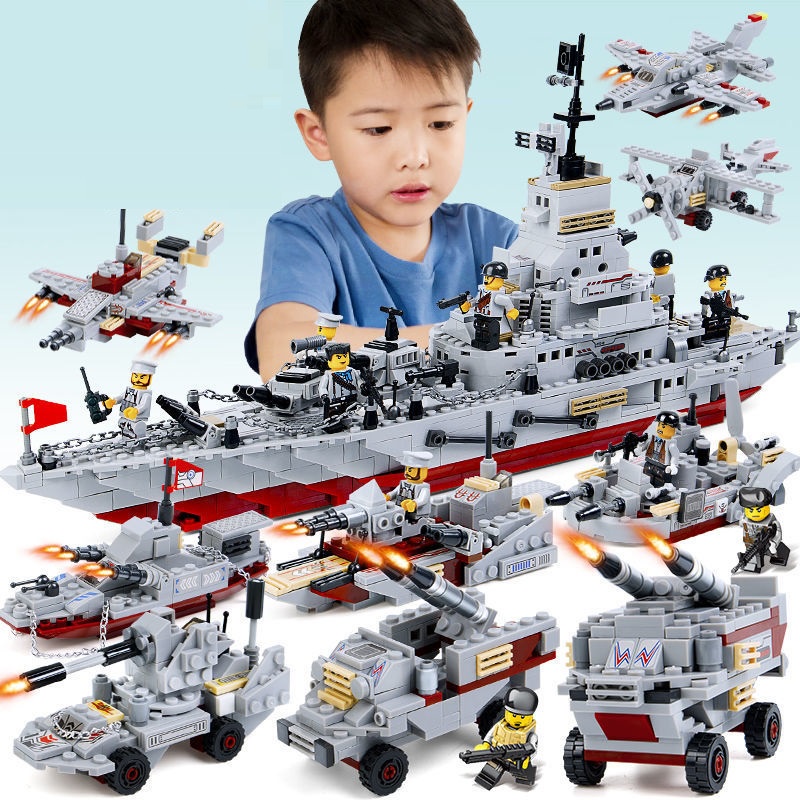 Bộ Đồ Chơi Lắp Ghép Xếp Hình Tàu Chiến Hạm, Lắp Ráp Oto Máy Bay 1000 Chi Tiết A1
