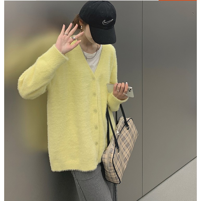 Áo Khoác Cardigan Dệt Kim Tay Dài Dáng Rộng Phong Cách Hàn Quốc | BigBuy360 - bigbuy360.vn