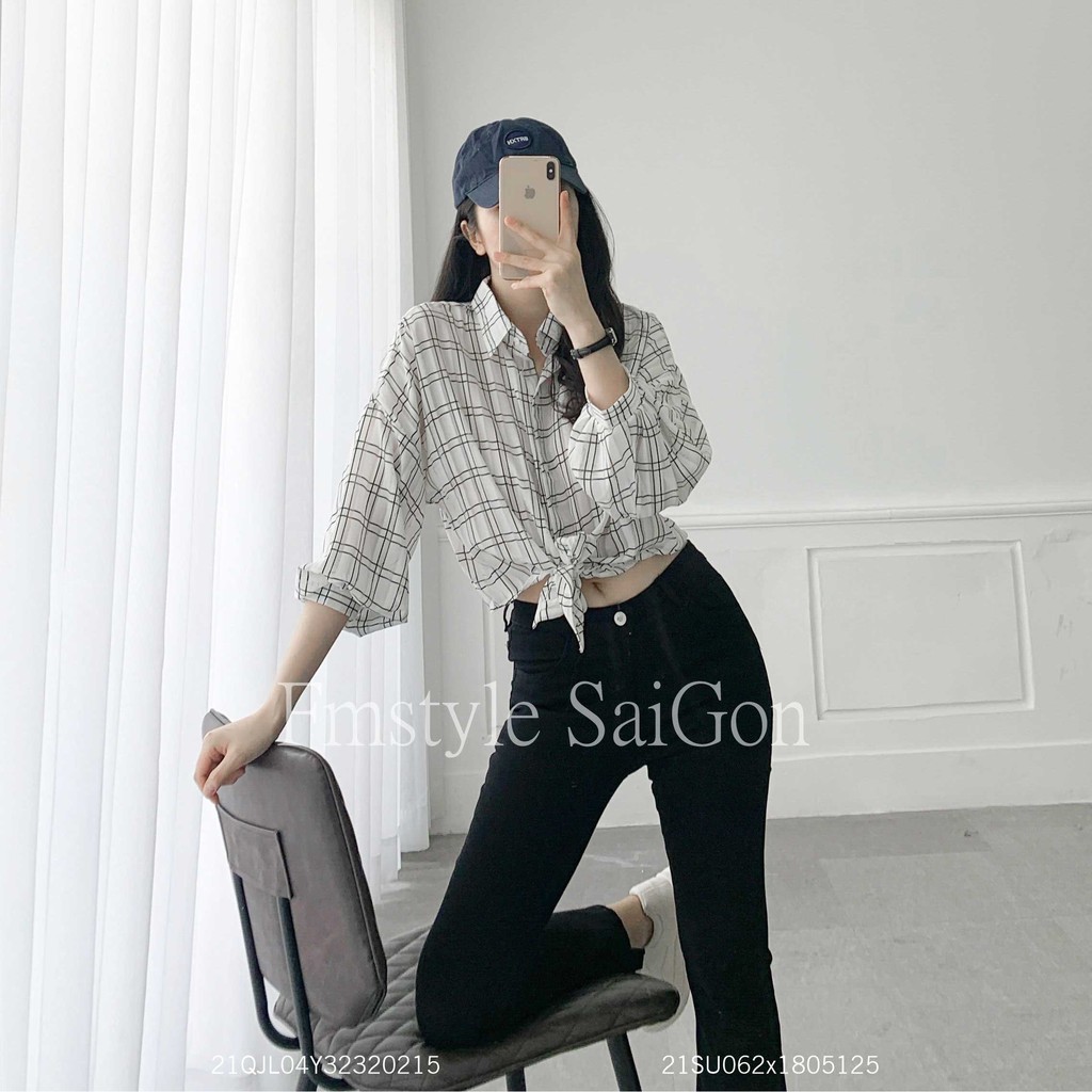 Áo sơ mi tay lỡ cột eo ulzzang thời trang nữ VM STYLE 21SU062X1805-21SU062X1503