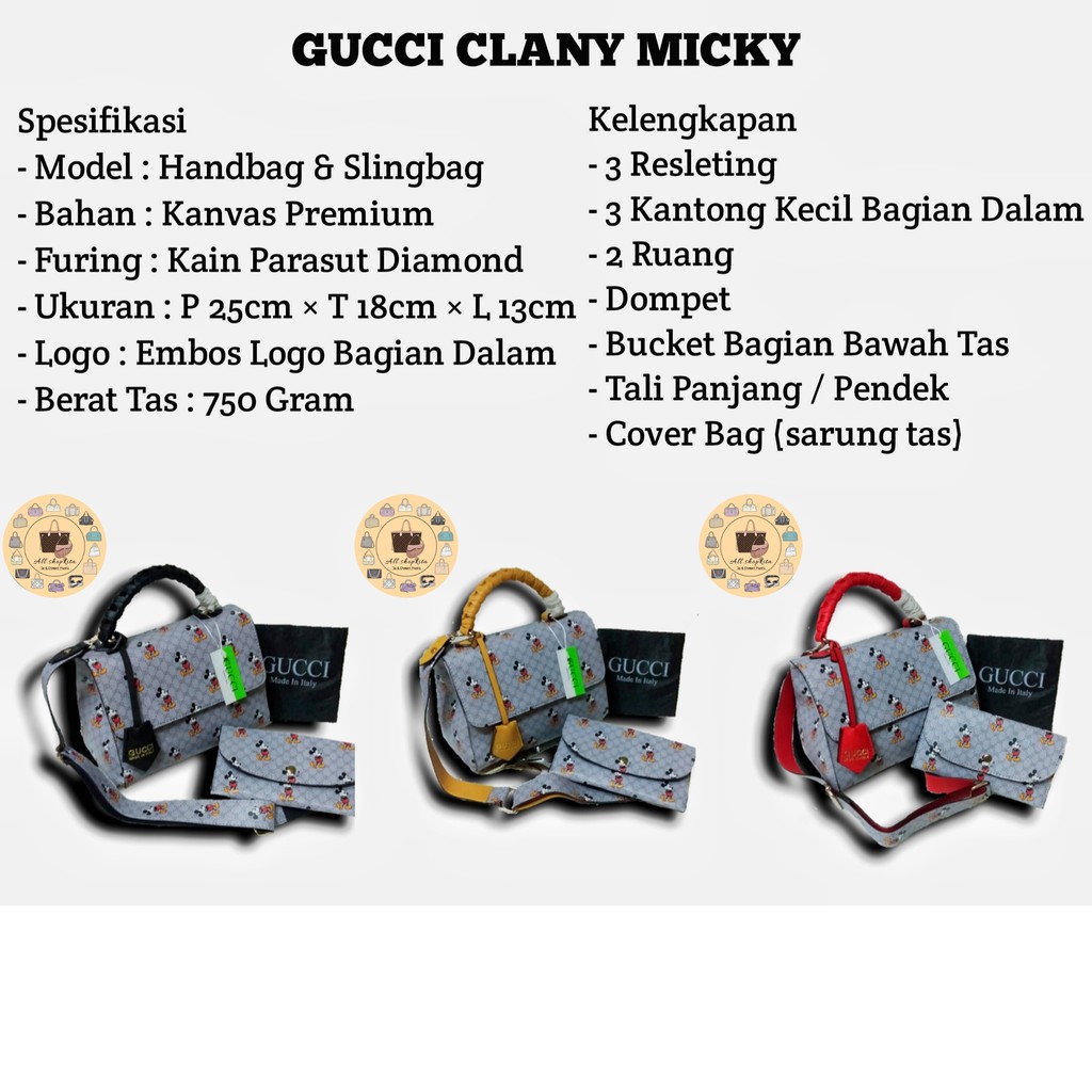 Túi Đeo Chéo Gucci Cluny Am.7990 Họa Tiết Chuột Mickey Dễ Thương