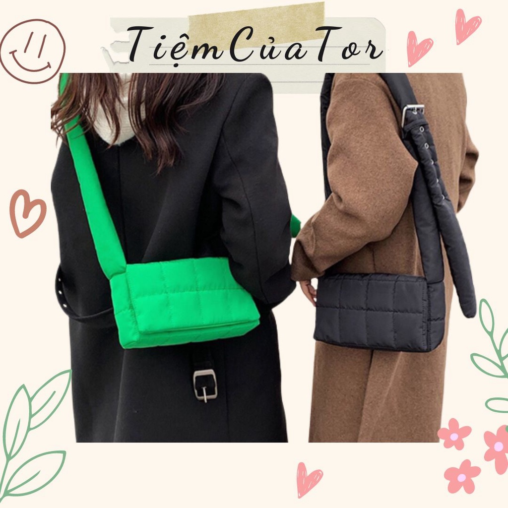 Túi Xách Đeo Chéo vải Nylon hình phao phong cách unisex