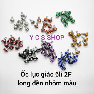 Ốc lục giác 6li 2F long đền nhôm màu (1 cặp)