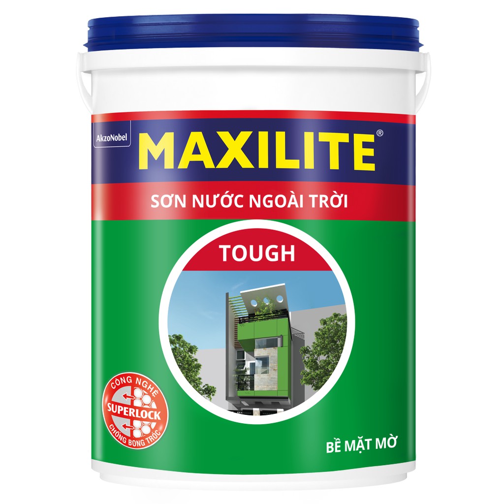 MAXILITE TOUGH - Lon 5L (7KG) - Sơn tường gốc nước ngoại thất màu trắng