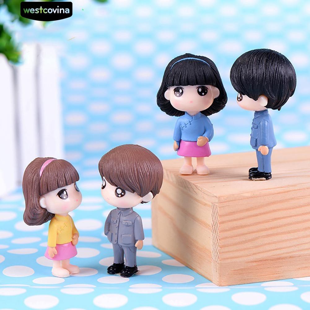 Set 2 Tượng Bé Trai Và Gái Mini Dễ Thương Cho Trang Trí