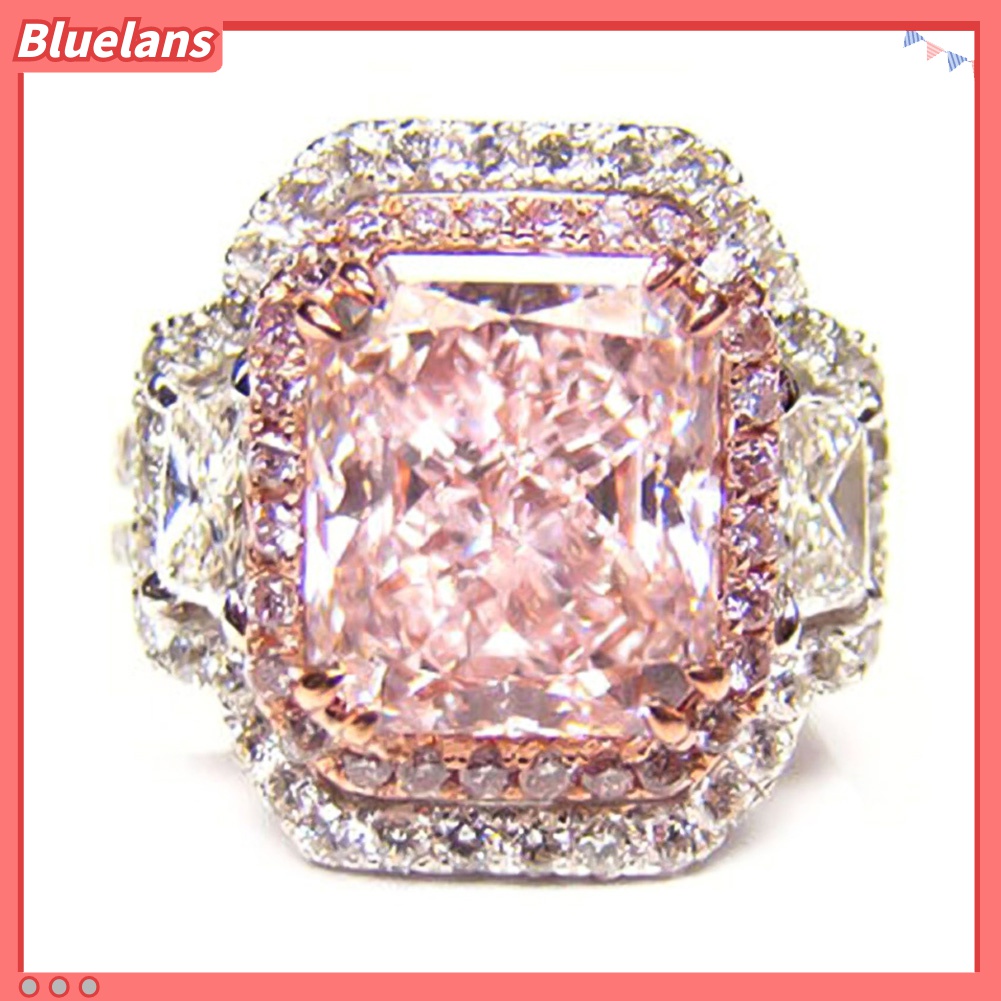 Nhẫn Đính Hôn Đính Đá Zircon Hình Vuông Đơn Giản 48h