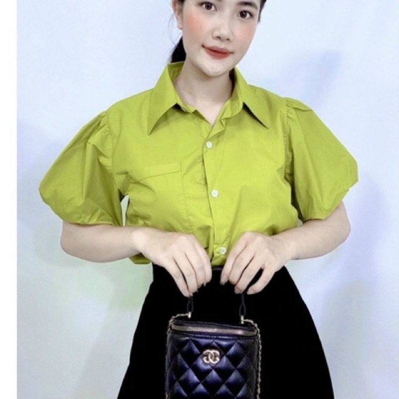 Áo sơmi kiểu túi tay phồng,cộc tay bèo cánh tiên hàng thiết kế thời trang sơ mi cộc tay bèo cánh tiên💕💕💕SL8888