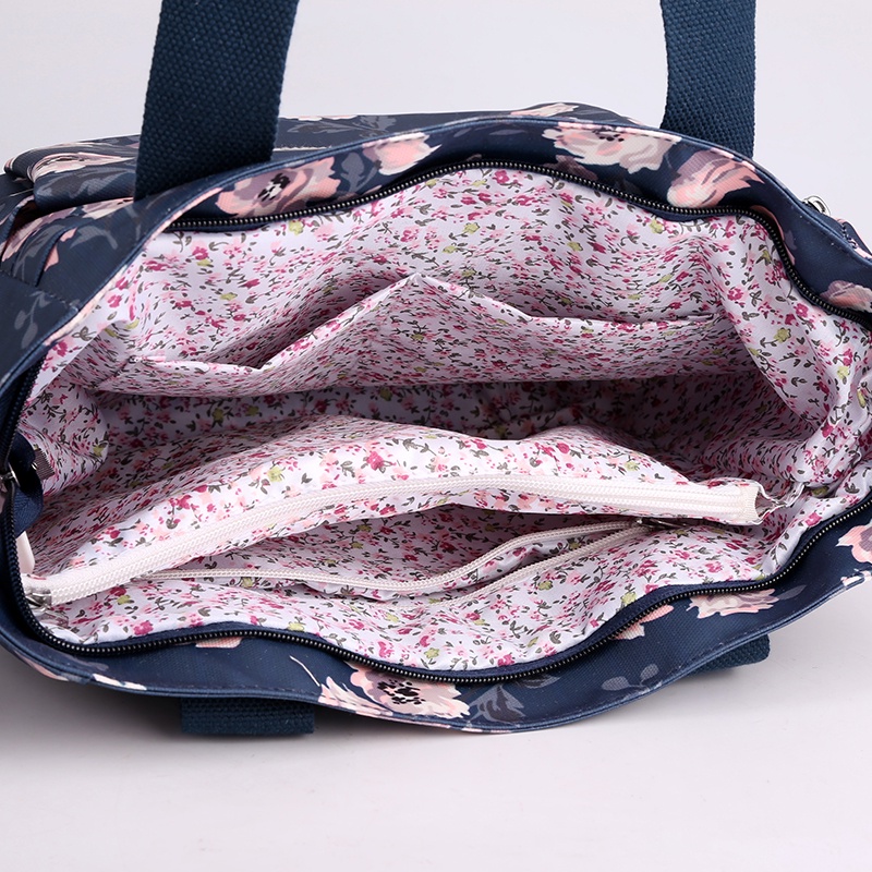Túi Xách Vải Oxford Cỡ Lớn Nhiều Ngăn Họa Tiết Hoa Chống Thấm Nước Thời Trang Công Sở Cho Nữ