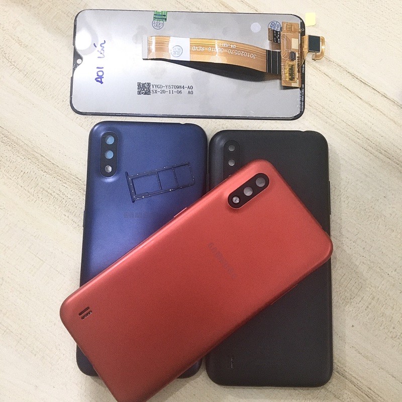 Combo Bộ Vỏ Sườn + Màn Hình Samsung A01 Zin Hàng Cao Cấp ( Tặng Khay Sim)