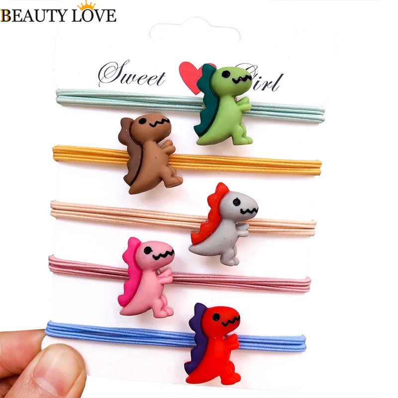 [Mới] Dây Buộc Tóc Co Giãn Hình Khủng Long Nhỏ Dễ Thương Màu Kẹo Ngọt Ngào Cho Bé Gái / Dây Buộc Tóc Cao Su