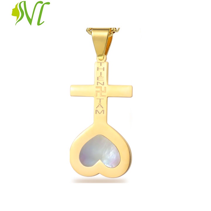 Dây chuyền titan Thiên Tâm đạo cẩm xà cừ mạ vàng không đen không gỉ xài nước tốt Người Đẹp Vì Lụa