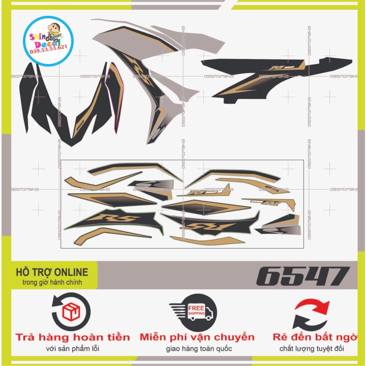 TEM XE WINNER X RS ĐEN XÁM -- SHIN DECAL 2