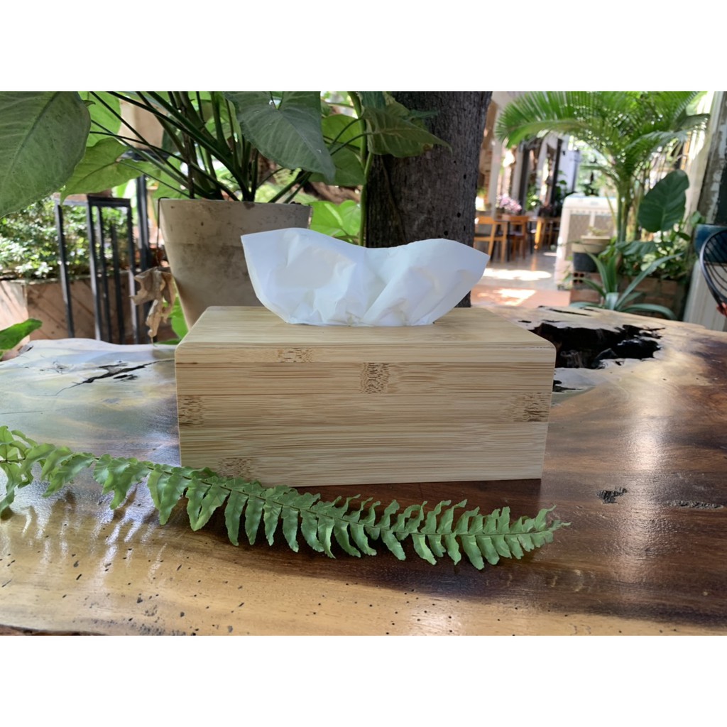 Hộp khăn giấy hình chữ nhật, chất liệu gỗ tre tự nhiên – Hộp khăn giấy bằng tre – Bamboo Tissue Box