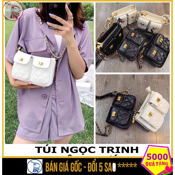 ⚡️ MẪU ĐẸP ⚡️ Túi Xách Nữ Đeo Chéo Hộp 2 Ngăn Ngọc Trinh Khóa Xoay thời trang sành điệu kẹp nách dây da sang chảnh