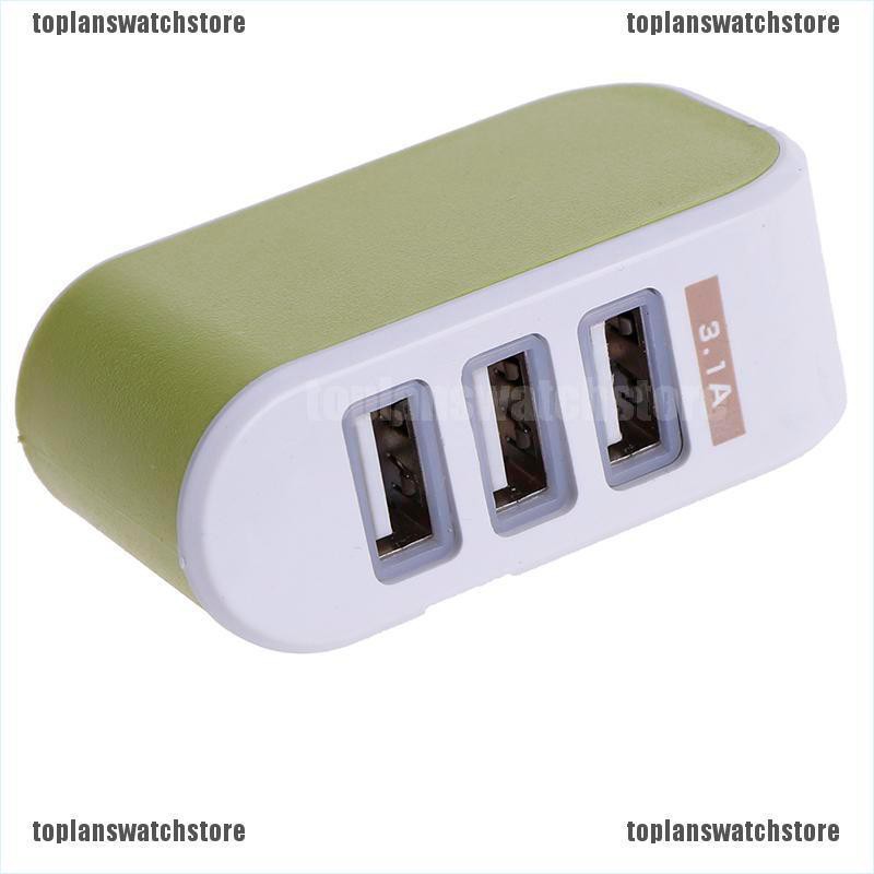 Cốc Sạc Nhanh Ba Cổng USB 5V 3.1A AC Di Động Tiện Dụng Mang Theo Du Lịch