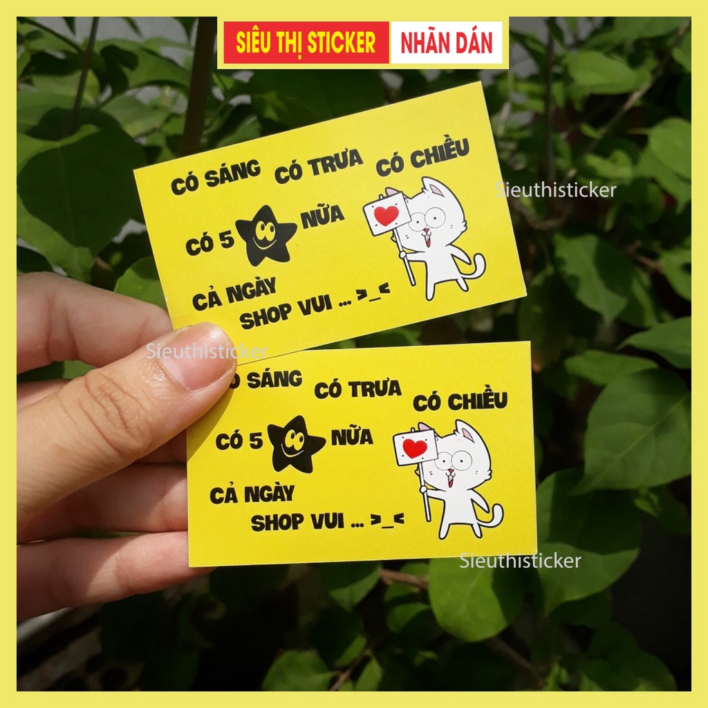 Tem xin đánh giá 5 sao Mèo trái tim TT5SMK01 dành cho chủ shop, người bán hàng online dán hộp, túi.