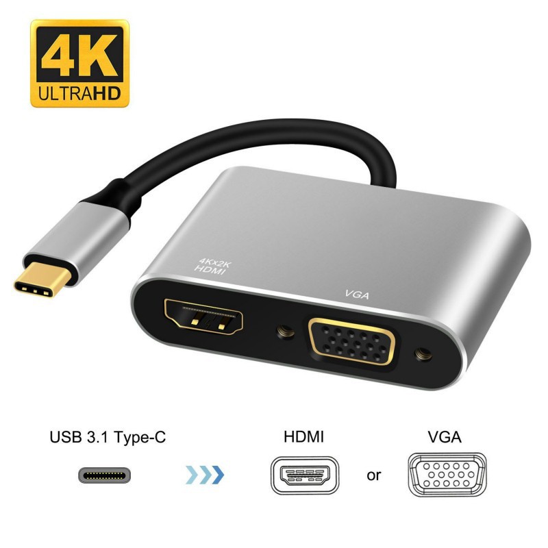 Bộ Chuyển Đổi Usb / Hdmi Hd 2 Trong 1 Sang Hdmi Vga Type-c To 4 K Type-c Vga