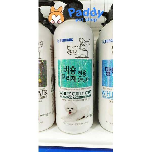 Sữa Tắm Chó Mèo Lông Xoăn Trắng Forcans White Curly Coat (550ml)