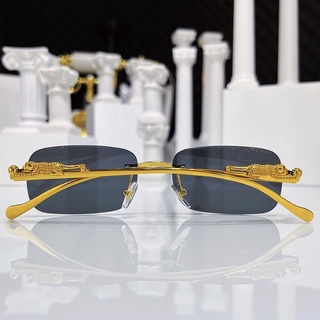 Mắt kính cao cấp [FC Menswear] Mắt kính mát gọng titan mạ vàng hình báo siêu độc - Hàng quý tộc -Chống Tia UV400