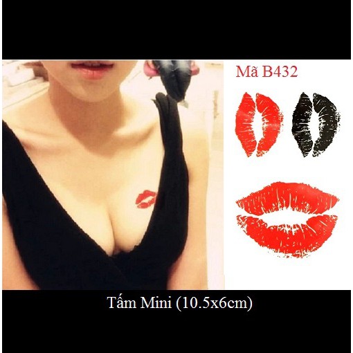 Xăm dán Tattoo đôi môi B432