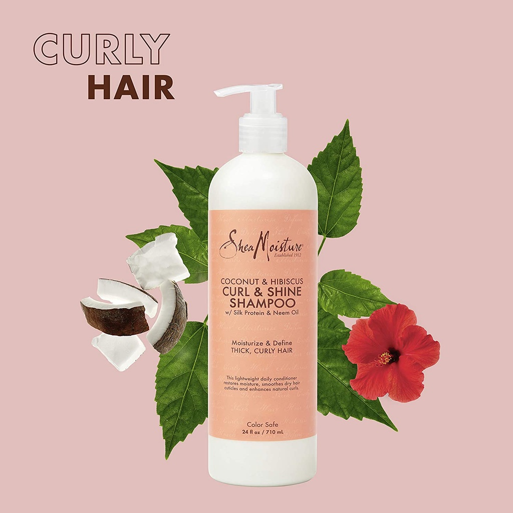 Shea moisture dầu gội xả cho tóc xoăn gợn sóng SheaMoisture Coconut & Hibiscus curl & shine 710ml không paraben của Mỹ