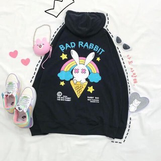 Áo khoác Hoodie nỉ nam nữ form rộng Bad Rabbit Freesize mặc vừa từ 40-65kg Molly Fashion