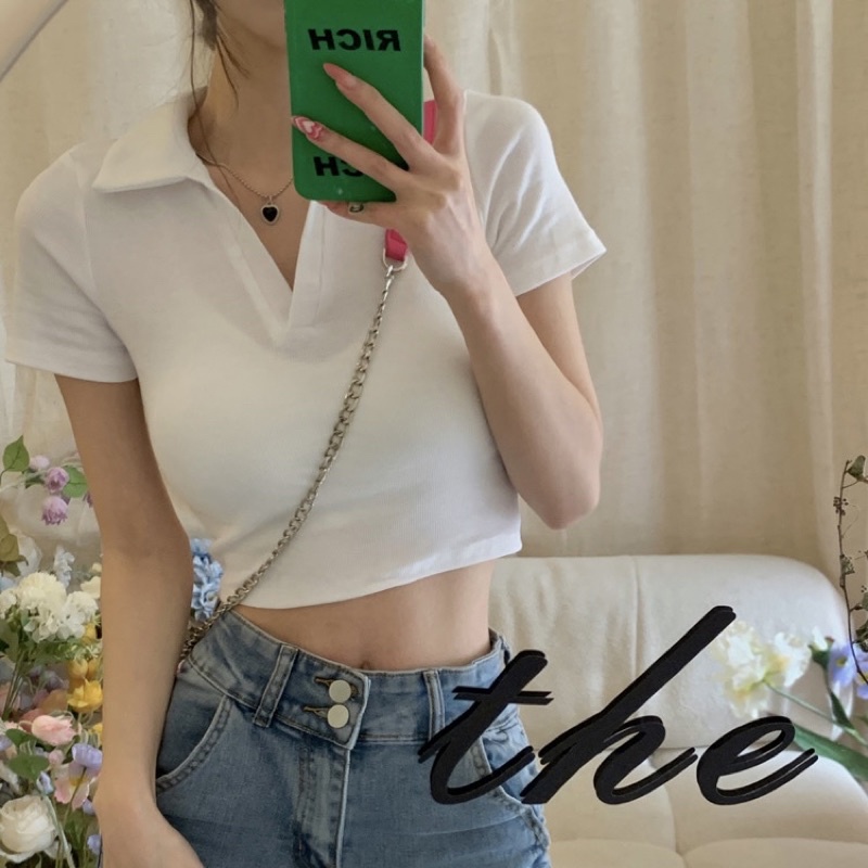Áo croptop Polo đủ màu - áo croptop cổ gập🍓🍓vải tốt