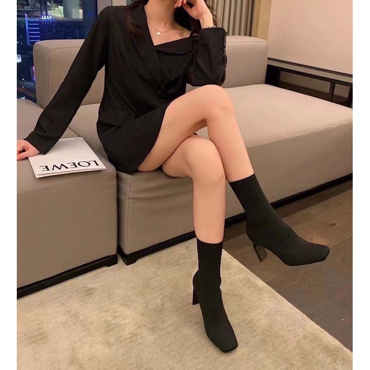 Bốt len chun gót dẹt 2 màu fullbox | BigBuy360 - bigbuy360.vn