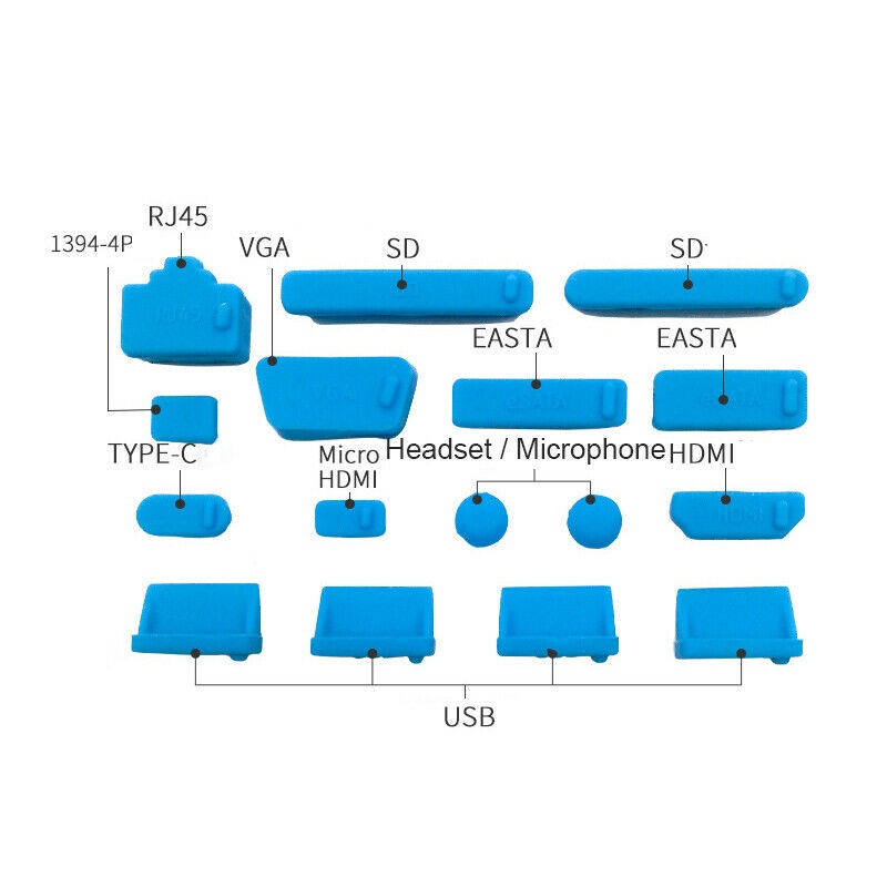 Set 16 Nút Silicone Bịt Lỗ Cắm Usb Chống Bụi Cho Laptop Pc