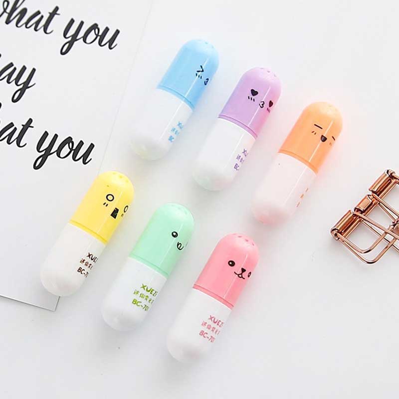 Set 6 Bút Dạ Quang Hình Viên Thuốc