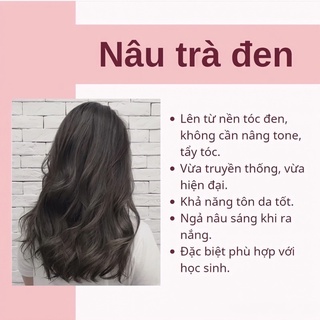Thuốc nhuộm tóc màu NÂU TRÀ ĐEN tặng oxy trợ dưỡng và găng tay