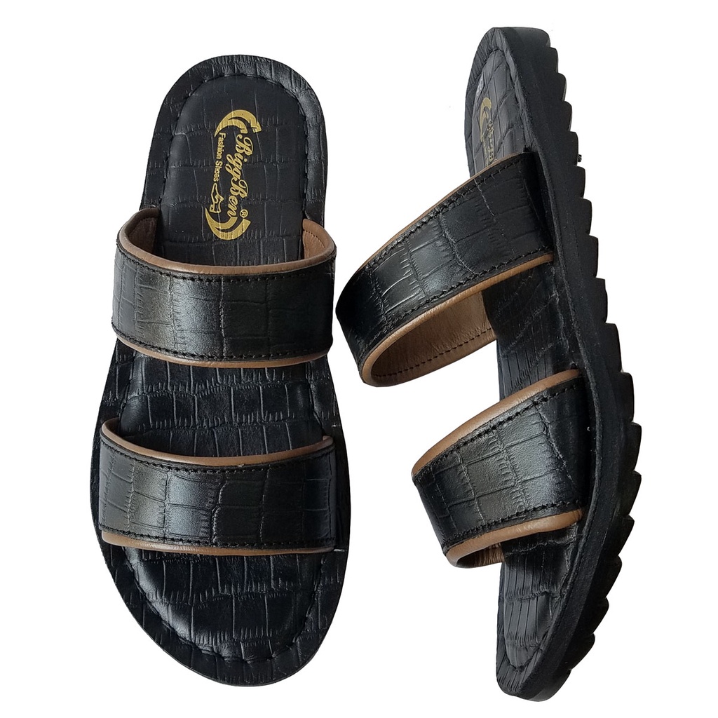 Dép Nam Quai Ngang Da Bò Thật BIGBEN Cao Cấp DN337